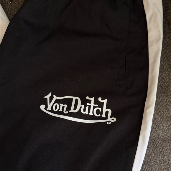 Von Dutch Black and White Logo Track Pants - Picture 2 of 8